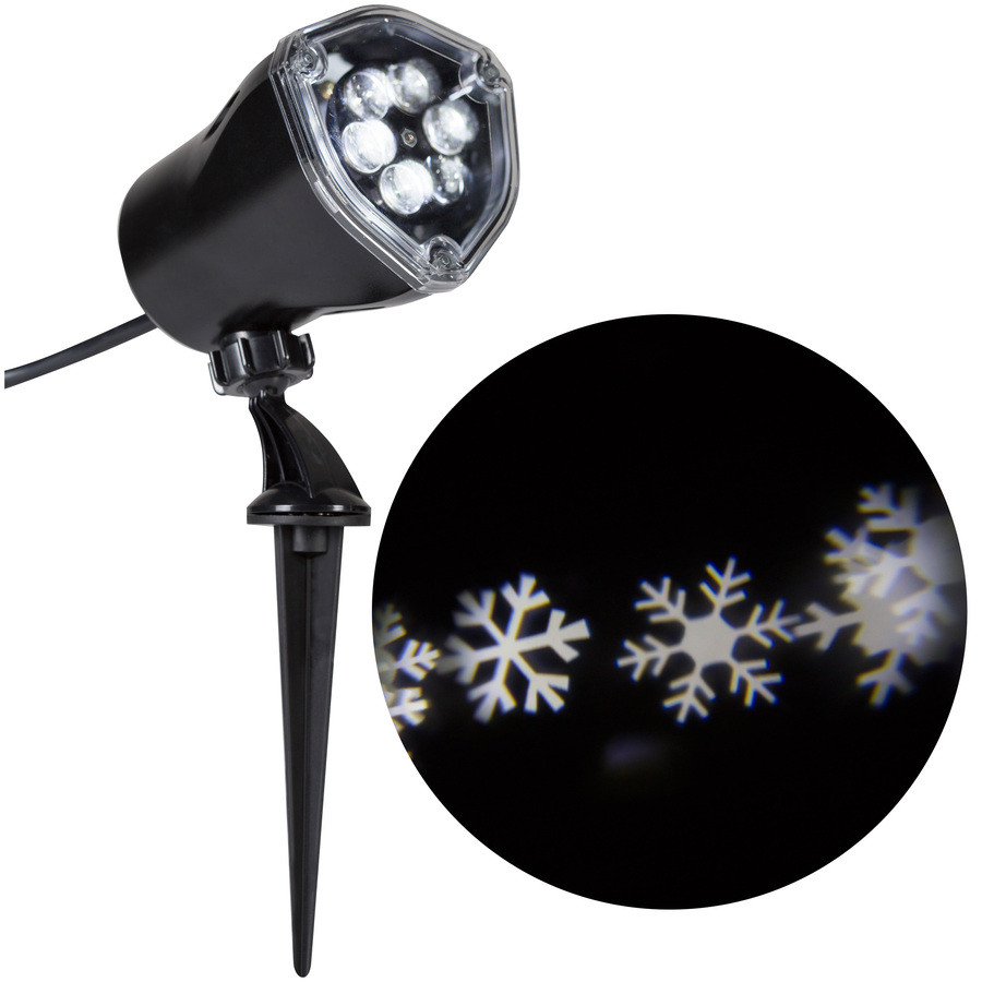 LightShow Swirling White LED Snowflakes Christmas Spotlight Projector