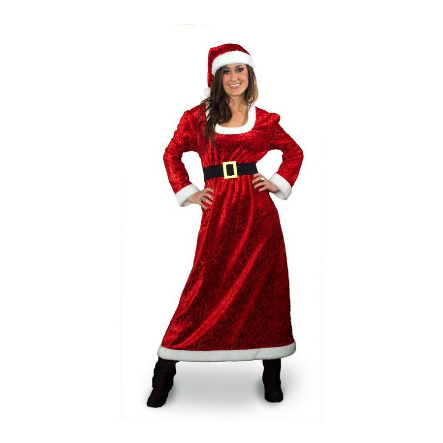 M/L Maroon Polyester Mrs. Claus Suit