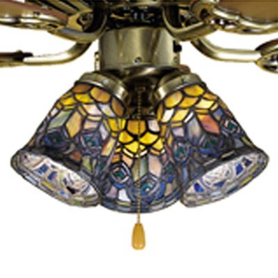 Peacock Feather 4-in H 4-in W Peacock Stained Glass Tiffany-Style Bell Ceiling Fan Light Shade