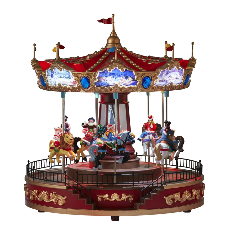 Pre-Lit Musical Carousel with Twinkling Multicolor LED Lights