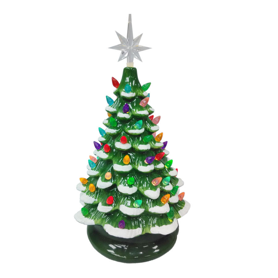 Pre-Lit Winter Scene Christmas Tree with Constant White Incandescent Lights