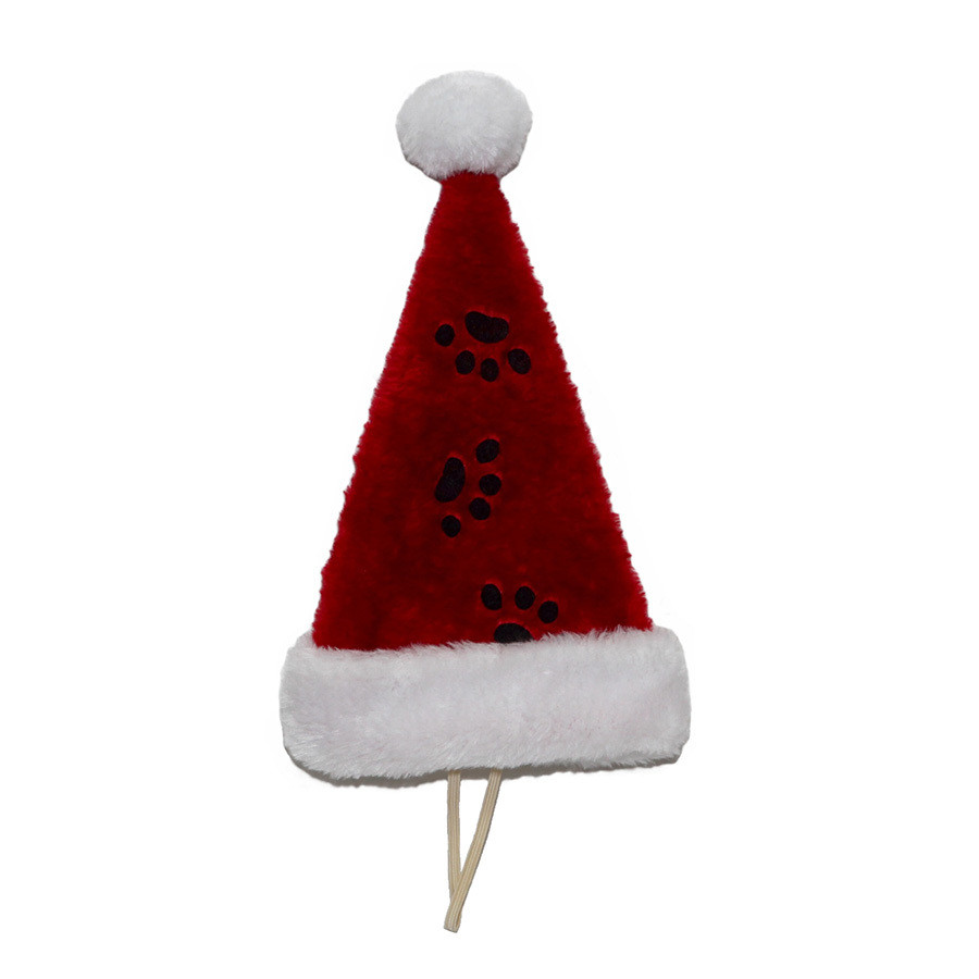 Red Polyester Pet Christmas Hat with Chin Strap