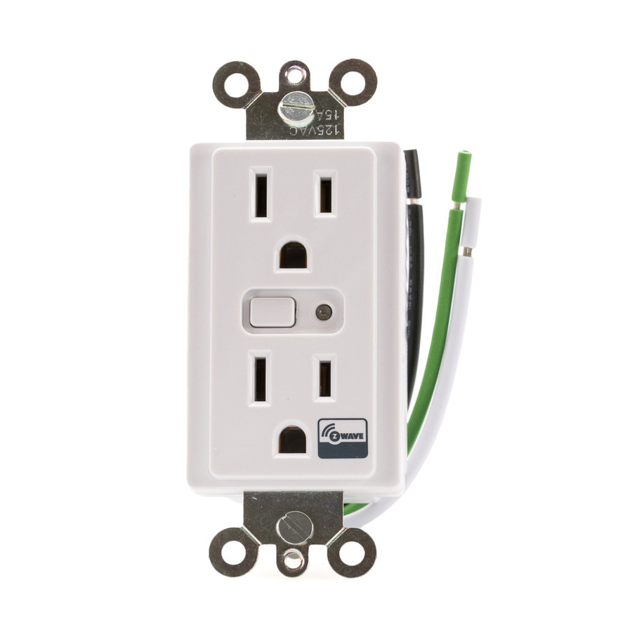 Z-Wave 15-Amp 120-Volt White Wireless Duplex Electrical Outlet