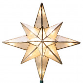 10-in White Lighted Capiz Star Christmas Tree Topper with White Incandescent Lights
