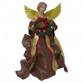 16.25-in Red, Green, Gold Fabric Angel Christmas Tree Topper