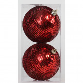 2-Pack Red Sequence Christmas Bulb Ornament Set