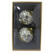 2-Pack White, Gold, Black Ball Ornament Set