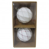 2-Pack White, Red, Silver Ball Ornament Set