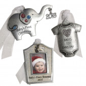3-Pack Pewter Baby's First Christmas Ornament Set