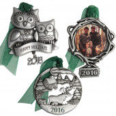 3-Pack Pewter Happy Holidays Ornament Set
