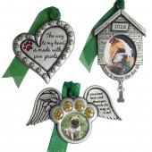3-Pack Pewter Home Is Where The Dog Is, I Received Love and Devotion with The Wag Of A Tail, The Way to My Heart Is Made with Paw Prints Pet Ornament Set