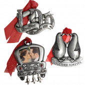 3-Pack Pewter Just Married 2016, Together Forever, Our First Christmas 2016 Just Married Ornament Set