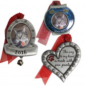 3-Pack Pewter The Way to My Heart Is Made with Paw Prints, Good Kitty Pet Ornament Set