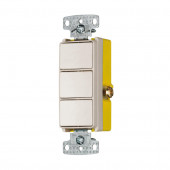 3-Switch 15-Amp Single Pole Light Almond Indoor Rocker Light Switch