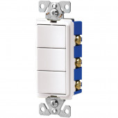 3-Switch 15-Amp Single Pole White Indoor Rocker Light Switch