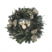 30-in Pre-Lit Ornament Artificial Christmas Wreath with White Clear LED Lights