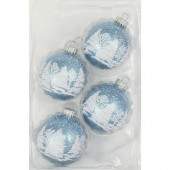 4-Pack Blue Frosted Leaf Ornament Set
