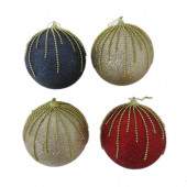 4-Pack Red, Blue, Champagne Ball Ornament Set