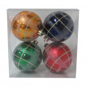 4-Pack Red, Green, Blue, Gold Ball Ornament Set