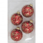 4-Pack Red Shiny Spiral Ornament Set