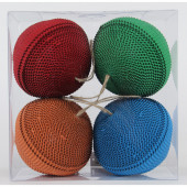 4-Pack Red/Green/Blue/Orange Christmas Bulb Ornament Set