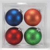 4-Pack Red/Green/Blue/Orange Christmas Bulb Ornament