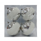 4-Pack Silver/White Ball Ornament Set