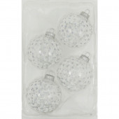 4-Pack White Sparkle Starburst Ornament Set