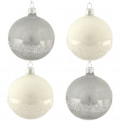 4-Pack White/Grey Ball Ornament Set