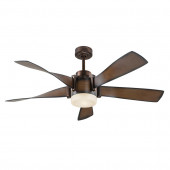 52-in Mediterranean Walnut with Bronze Accents Downrod Mount Indoor Ceiling Fan with LED Light Kit and Remote