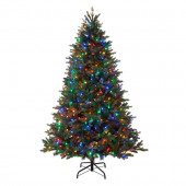 7.5-ft Pre-Lit Auburn Full Rightside-Up Artificial Christmas Tree Color Changing (Color Lights) Led Lights