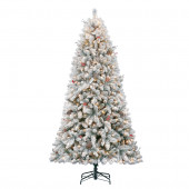 7.5-ft Pre-Lit Preston Pine Flocked Artificial Christmas Tree with White Clear Incandescent Lights