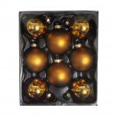 8-Pack Copper Ball Ornament Set