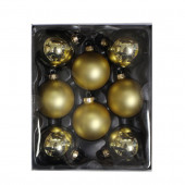 8-Pack Gold Ball Ornament Set