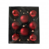 8-Pack Red Ball Ornament Set