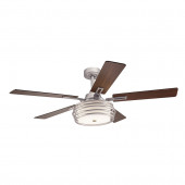 Bands 52-in Brushed Nickel Downrod Mount Indoor Ceiling Fan with Light Kit and Remote