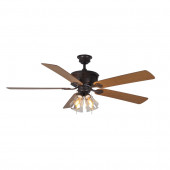 Burgess 60-in Dark Bronze with Antique Accent Downrod Mount Indoor Residential Ceiling Fan with Light Kit