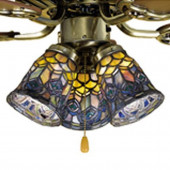 Peacock Feather 4-in H 4-in W Peacock Stained Glass Tiffany-Style Bell Ceiling Fan Light Shade